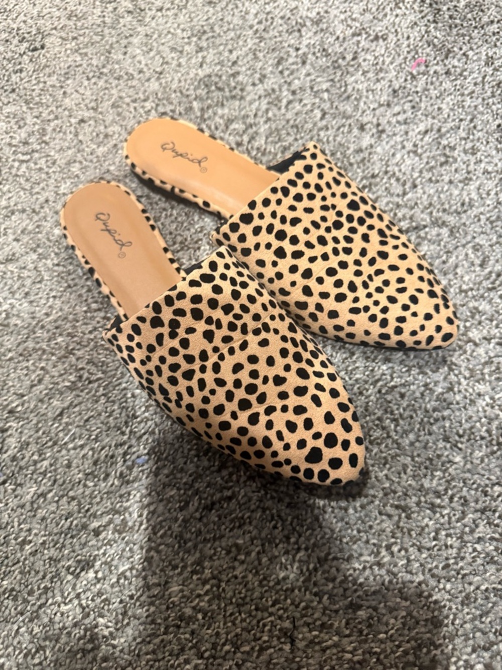 Slip-On Pointed Toe Leopard Print Mules - Beige Black